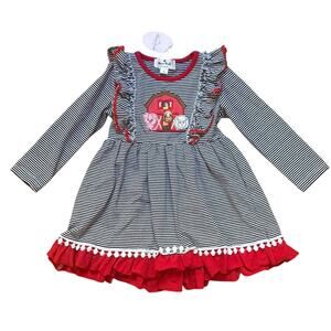 NWT Marie Nicole black white striped farm animal ruffle long sleeve dress SIZE 3